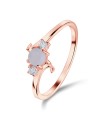 Rose Quartz Stone With CZ Stone Silver Ring NSR-3946